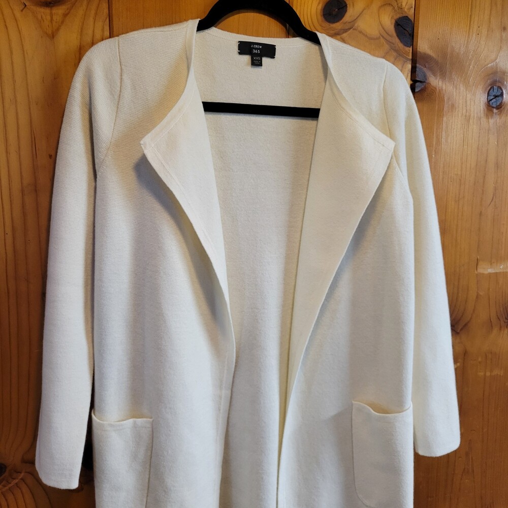 J.Crew 365 Off-White Knit Cardigan Sweater XXS Open Front